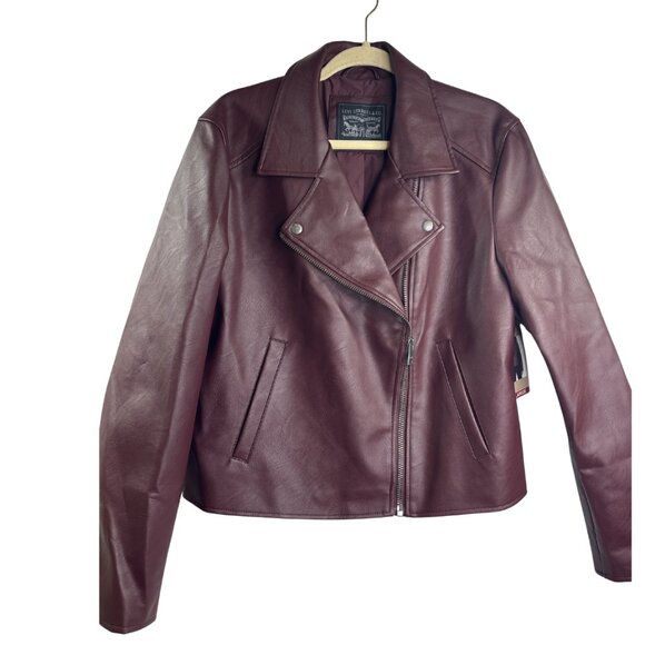 Levi's Women's Faux Leather Moto Jacket Asymmetrical Zip Front Fig Size XL NWT - Picture 1 of 13